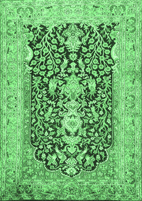 Animal Emerald Green Traditional Rug, tr989emgrn