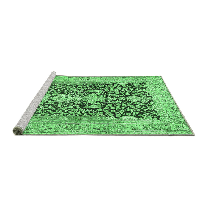 Sideview of Machine Washable Animal Emerald Green Traditional Area Rugs, wshtr989emgrn