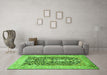 Machine Washable Animal Green Traditional Area Rugs in a Living Room,, wshtr989grn