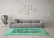 Machine Washable Animal Turquoise Traditional Area Rugs in a Living Room,, wshtr989turq