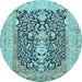 Round Animal Light Blue Traditional Rug, tr989lblu