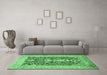 Machine Washable Animal Emerald Green Traditional Area Rugs in a Living Room,, wshtr989emgrn