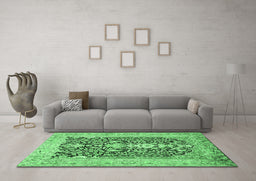 Machine Washable Animal Emerald Green Traditional Area Rugs in a Living Room,, wshtr989emgrn