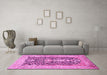 Machine Washable Animal Pink Traditional Rug in a Living Room, wshtr989pnk