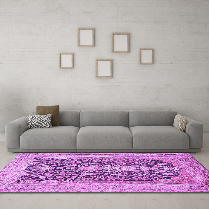 Machine Washable Animal Purple Traditional Area Rugs in a Living Room, wshtr989pur