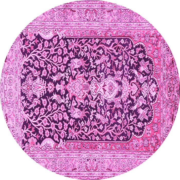 Round Machine Washable Animal Pink Traditional Rug, wshtr989pnk