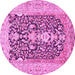 Round Machine Washable Animal Pink Traditional Rug, wshtr989pnk