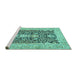 Sideview of Machine Washable Animal Turquoise Traditional Area Rugs, wshtr989turq