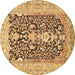 Round Animal Brown Traditional Rug, tr989brn