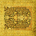 Square Animal Yellow Traditional Rug, tr989yw