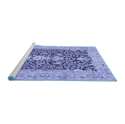 Sideview of Machine Washable Animal Blue Traditional Rug, wshtr989blu