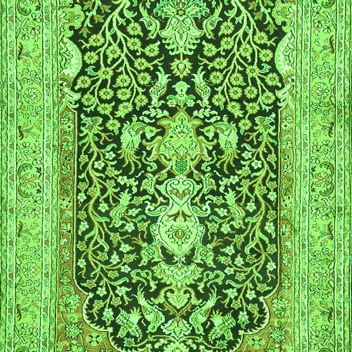 Serging Thickness of Machine Washable Animal Green Traditional Area Rugs, wshtr989grn