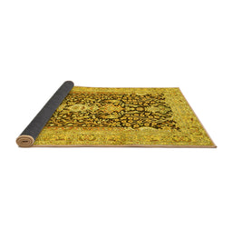 Sideview of Animal Yellow Traditional Rug, tr989yw