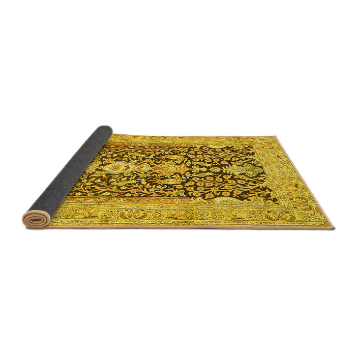 Sideview of Animal Yellow Traditional Rug, tr989yw