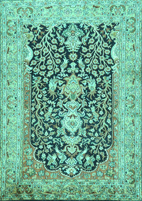 Animal Turquoise Traditional Rug, tr989turq