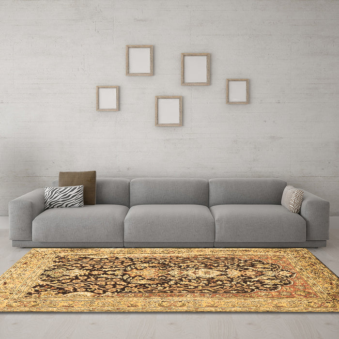 Machine Washable Animal Brown Traditional Rug in a Living Room,, wshtr989brn