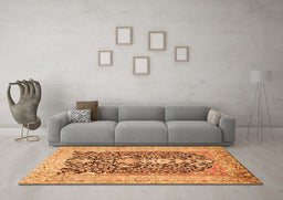 Machine Washable Animal Orange Traditional Area Rugs in a Living Room, wshtr989org