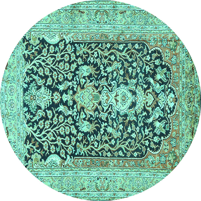 Round Animal Turquoise Traditional Rug, tr989turq