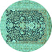 Round Animal Turquoise Traditional Rug, tr989turq