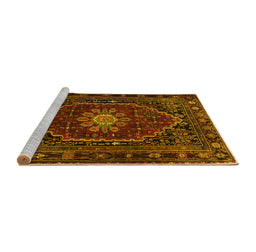 Sideview of Machine Washable Persian Yellow Traditional Rug, wshtr98yw