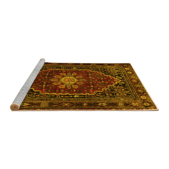 Sideview of Machine Washable Persian Yellow Traditional Rug, wshtr98yw