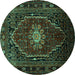 Round Persian Turquoise Traditional Rug, tr98turq