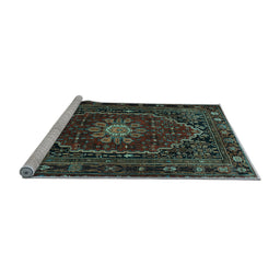 Sideview of Machine Washable Persian Light Blue Traditional Rug, wshtr98lblu