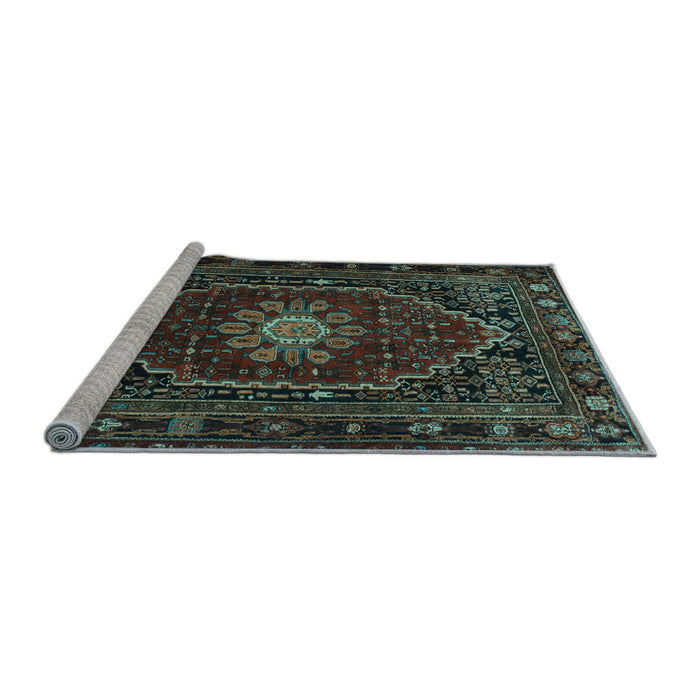 Sideview of Machine Washable Persian Light Blue Traditional Rug, wshtr98lblu