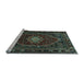 Sideview of Machine Washable Persian Light Blue Traditional Rug, wshtr98lblu