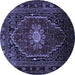 Round Machine Washable Persian Blue Traditional Rug, wshtr98blu