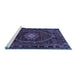 Sideview of Machine Washable Persian Blue Traditional Rug, wshtr98blu