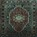 Square Machine Washable Persian Light Blue Traditional Rug, wshtr98lblu