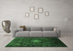Machine Washable Persian Emerald Green Traditional Area Rugs in a Living Room,, wshtr98emgrn