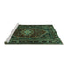 Sideview of Machine Washable Persian Turquoise Traditional Area Rugs, wshtr98turq
