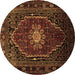 Round Machine Washable Persian Brown Traditional Rug, wshtr98brn