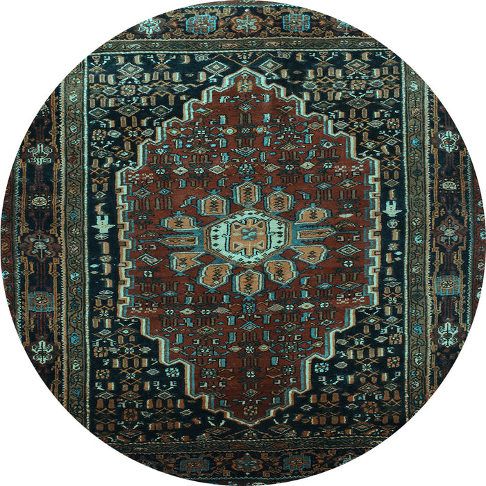 Round Machine Washable Persian Light Blue Traditional Rug, wshtr98lblu