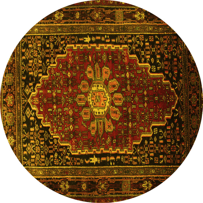 Round Persian Yellow Traditional Rug, tr98yw