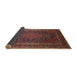 Sideview of Traditional Saffron Red Medallion Rug, tr99