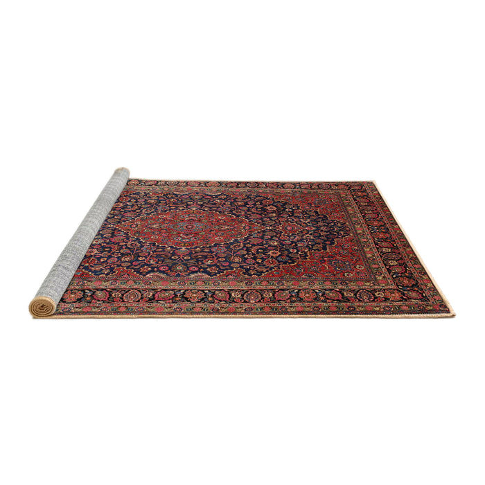 Sideview of Machine Washable Traditional Saffron Red Rug, wshtr99