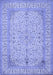 Machine Washable Persian Blue Traditional Rug, wshtr990blu