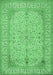 Machine Washable Persian Emerald Green Traditional Area Rugs, wshtr990emgrn