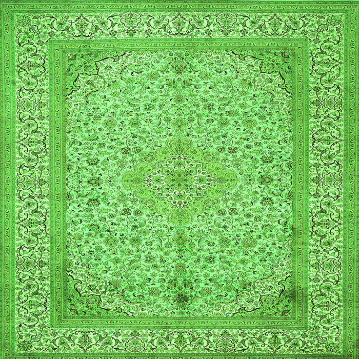 Round Machine Washable Persian Green Traditional Area Rugs, wshtr990grn