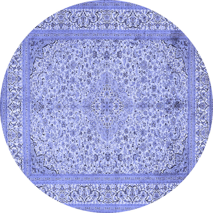 Round Machine Washable Persian Blue Traditional Rug, wshtr990blu