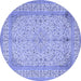 Round Machine Washable Persian Blue Traditional Rug, wshtr990blu