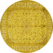 Round Machine Washable Persian Yellow Traditional Rug, wshtr990yw