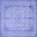 Square Machine Washable Persian Blue Traditional Rug, wshtr990blu