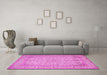 Machine Washable Persian Pink Traditional Rug in a Living Room, wshtr990pnk