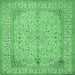 Square Machine Washable Persian Emerald Green Traditional Area Rugs, wshtr990emgrn