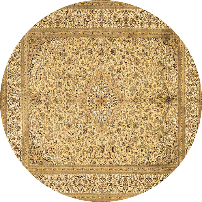 Round Machine Washable Persian Brown Traditional Rug, wshtr990brn