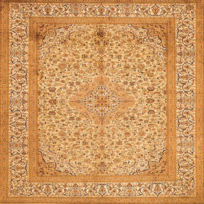 Round Machine Washable Persian Orange Traditional Area Rugs, wshtr990org